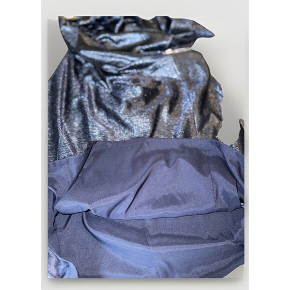 Tahari Draped Cowl Neck Metallic Blue/black Cocktail Dress Woman's Size 14 - Picture 8 of 10